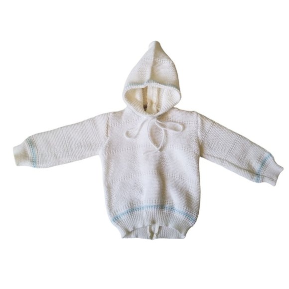 Vintage Mario Gilberti Baby Sweater ITALY Hooded Jacket Zips up back 9 mo Boys